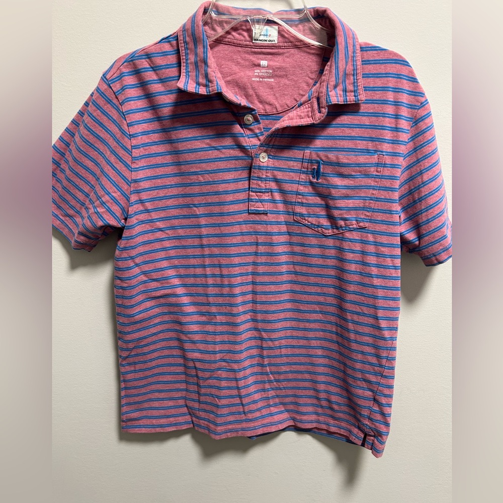 johnnie-O Kids Polo Shirt - Pink and Blue Stripes